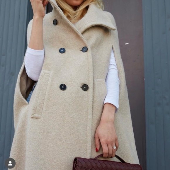 Winter Casual Poncho Double Breasted Stand Collar Wool Blend Cape Cloak Coat M - Picture 4 of 13